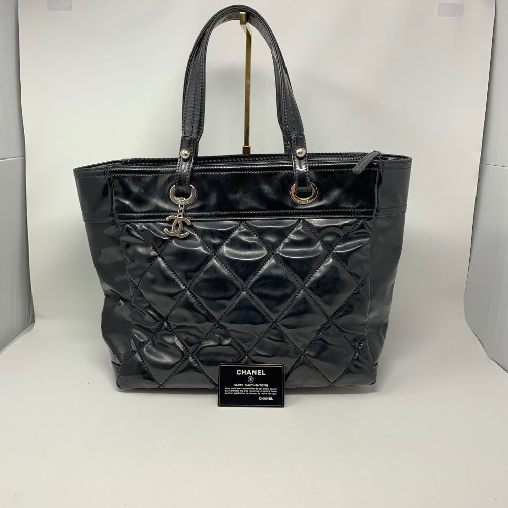 authentic CHANEL Paris Biarritz Black Lea…